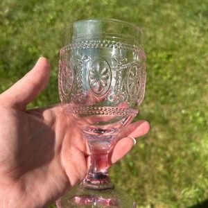 Pink Pier One Pressed Glass Goblets